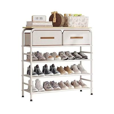 5-Tier Stackable Shoe Rack with 2 Drawers, Space-Saving Closet Organizer for 16 Pairs of Shoes, Perfect for Bedroom or Entryway Storage