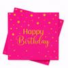 Pink Happy Birthday Cocktail Napkins 50 Pack Gold Foil Stars Party Decor view 1