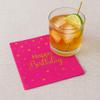 Pink Happy Birthday Cocktail Napkins 50 Pack Gold Foil Stars Party Decor view 3