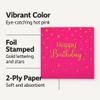 Pink Happy Birthday Cocktail Napkins 50 Pack Gold Foil Stars Party Decor view 4