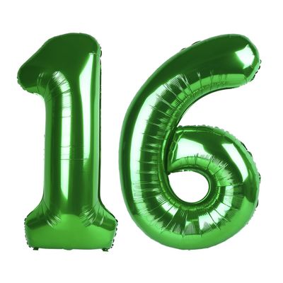 16 Balloon - Dark Green Birthday Number Balloons, 40 Inch Large Foil Balloons for Men Women Boys Girls Dark Green Themed Birthday Decorations