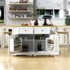 Vinsetto 48" Kitchen Island Cart with Drop Leaf Power Outlet 5 Wheels White view 2
