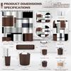 Lnond Brown Bathroom Set, 24 Piece Brown Black White Bathroom Decor Set with with Shower Curtain and Rugs, Trash Can, Toilet Brush Holder Set & Soap Dispenser view 2