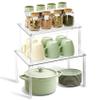 BOMOKS Clear Kitchen Cabinet Organizer, Set of 2 Stackable Spice Rack, Acrylic Shelves for Pantry Organizers and Storage, Tiered Spice Organization for Cabinet, Shelf Organizer for Desk Countertop view 1