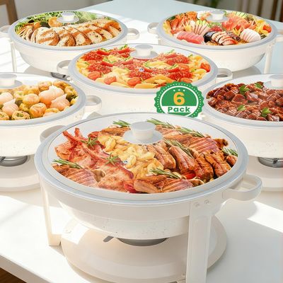 IMACONE White Maifanite-Coated Chafing Dishes Set of 6, 6QT