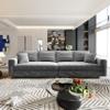 102.4" Cloud Couch Modular Sectional Sofa, Deep Seat Corduroy Couch with Memory Foam, Convertible Sleeper Sofa with 6 Pillows, Oversized Sofa for Living Room, Apartment, Lounge Chair, Gray view 1