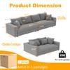 102.4" Cloud Couch Modular Sectional Sofa, Deep Seat Corduroy Couch with Memory Foam, Convertible Sleeper Sofa with 6 Pillows, Oversized Sofa for Living Room, Apartment, Lounge Chair, Gray view 2