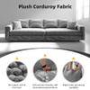 102.4" Cloud Couch Modular Sectional Sofa, Deep Seat Corduroy Couch with Memory Foam, Convertible Sleeper Sofa with 6 Pillows, Oversized Sofa for Living Room, Apartment, Lounge Chair, Gray view 3