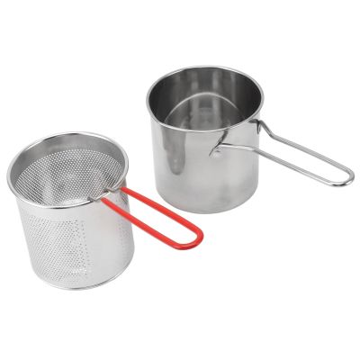 FAUOSWUK 304 Stainless Steel Deep Fryer Pot, Frying Pan Stainless Steel Fry Pot with Strainer Basket for Frying Home Outdoor Cooking
