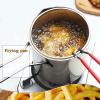 FAUOSWUK 304 Stainless Steel Deep Fryer Pot, Frying Pan Stainless Steel Fry Pot with Strainer Basket for Frying Home Outdoor Cooking view 3