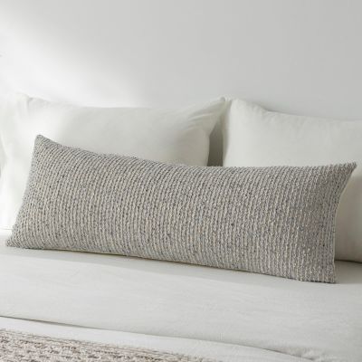 14x36 Cream Grey Decorative Body Pillow Cover for Bed Textured Boucle Striped Chic Morden Boho Accent Farmhouse Rectangular Long Lumbar Throw Pillow Case for Bedroom Living Room Home Decor Couch Sofa