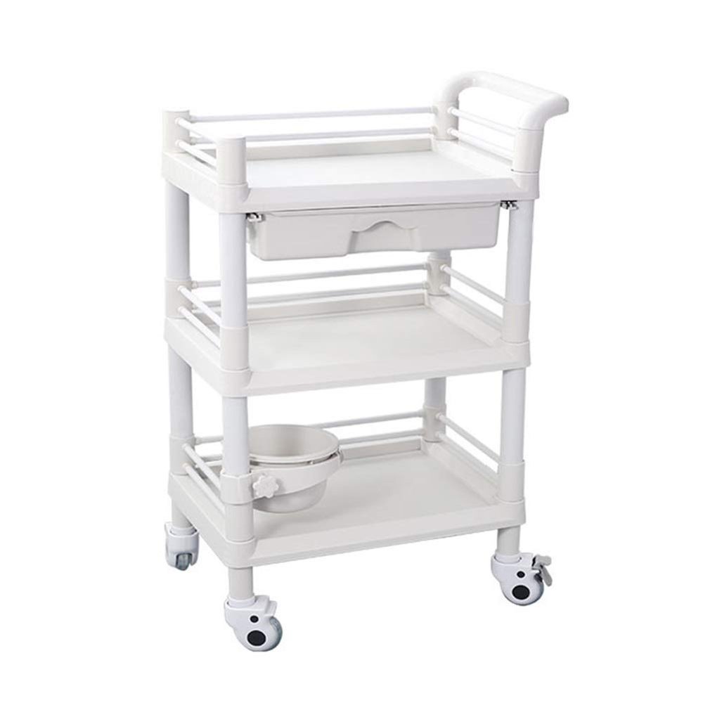 Movable Hand Trucks Storage Cart,Kitchen 3 Tier Service Cart Trolley,Beauty Salon Utility Rolling Cart,Load Capacity 100Kg/White/54 * 37 * 9,White-54 * 37 * 98Cm(White-54 * 37 * 98Cm)