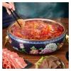 Chinese Copper Hot Pots, Chinese Charcoal Hotpot Household Flat Pot Hot Pot Copper Hotpot(Blue,32cm) view 3