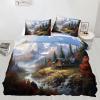 RUHEYIA Autumn Maple Trees Duvet Cover Twin Mountain Cabins Bedding Set Natural Landscape 3 Piece Bedding Set with Zipper Closure All Season Duvet Cover for Child Girls Boys view 2