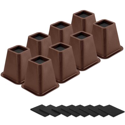 Yookwutar 8 Pack Furniture Risers 6 Inch, Bed Risers Heavy Duty for Table Desk Couch Chair Sofa Cabinet Bed Frame Dorm, Square Table Leg Risers Lift Height 6", Chocolat Brown