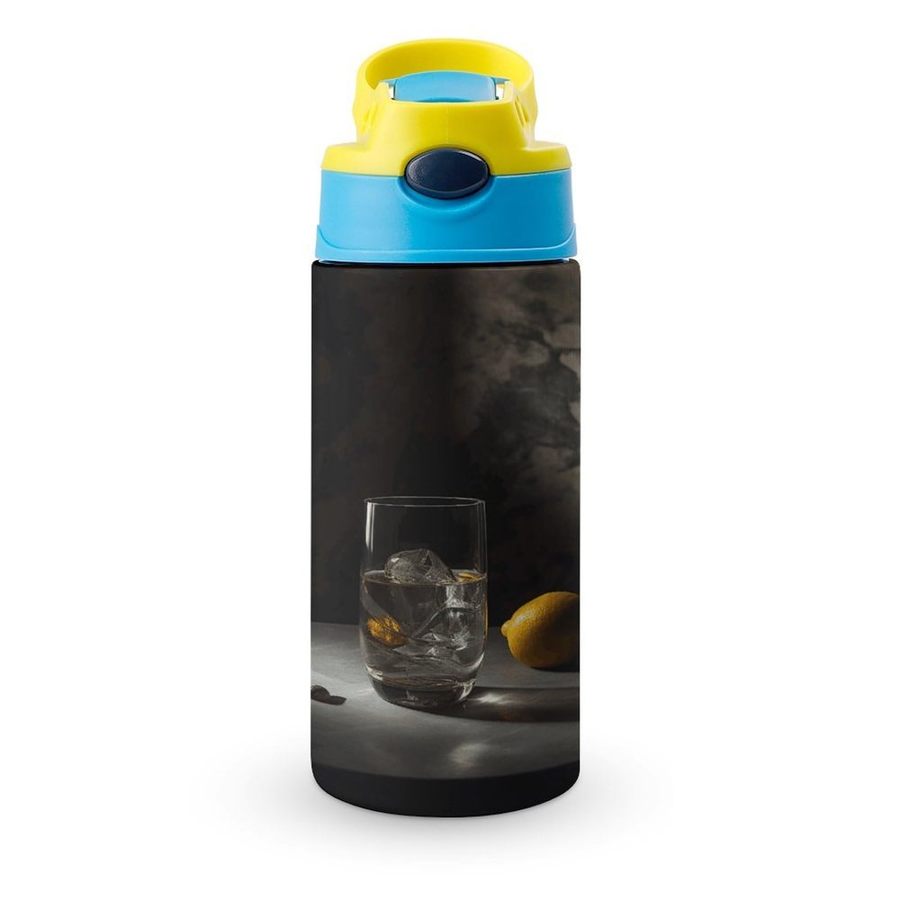 Insulated Stainless Steel Water Bottle with Straw Leakproof 12Oz Glass of Ice Water Tumbler Cup for Travel And Sports
