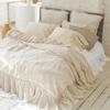 100% European Flax Linen Long Ruffle Duvet Cover, French Linen Bedding Set Shabby Chic Linen Ruffled Duvet Cover with Extra Long Ruffles (Honey, US King) view 1