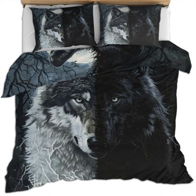 RUHEYIA Wolf Bedding Sets California King Forest Decor Teen Duvet Cover Set Horror Moonlit Night Comforter Cover Set Children Comforter Cover for Adult Kids Girls Boys