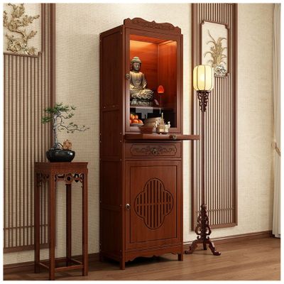 Ldhpaxl Altar Table with Storage Altar Cabinet, Personal Shrine Meditation Table,Chinese Buddha Niche Cabinet,for Home Prayer Meditation,38cm/15in with Door
