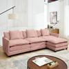 108" Modular Sectional Sofa,L Sofa Oversized Couch with Movable Ottoman Deep Seat,Soft Chenille Cloud Couches for Living Room, Apartment,Office (Pink, 3+1 L) view 1