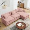 108" Modular Sectional Sofa,L Sofa Oversized Couch with Movable Ottoman Deep Seat,Soft Chenille Cloud Couches for Living Room, Apartment,Office (Pink, 3+1 L) view 3