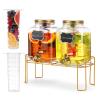 1.6 gallon Glass Beverage Dispenser with Stand, 2PACK Lemonade Dispenser with Spigot Stainless Steel, Drink Dispensers for Parties,Picnic,Weddings(Golden) view 1