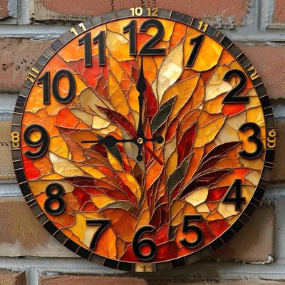 1pc Wooden Silent Wall Clock 10 * 10inch Vintage Whiskey Bottle Wall Clock with Colorful Mosaic Design for Home Bar Decor (COLOR6)