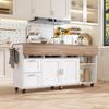 ROMSHINE 63" Kitchen Island Cart with Folding Drop Leaf, Rolling Island Table with Adjustable Shelves, Towel Racks & Drawers, Kitchen Island Cart on Wheels view 2