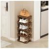 5-Tier Bamboo Shoe Rack - Foldable Shoe Organizer for Entryway, Hallway, Closet - Space Saving Shoe Storage Shelf - Brown view 1