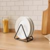 2 Pcs Black Metal Triangular Plate Holders, Kitchen Countertop Racks for Dish Organization, Pot Lid Holder Stands for Space Efficiency view 3