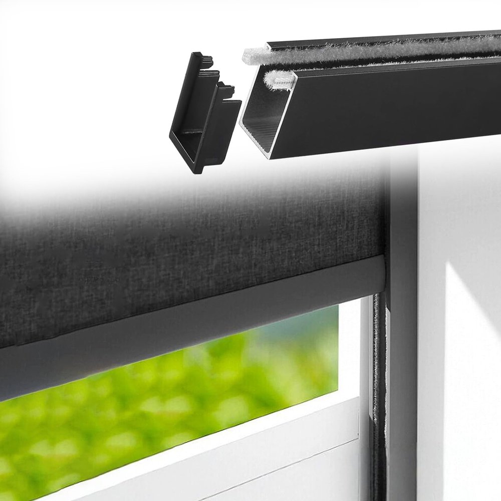 HAVUREL Light Blocking Strips 2 Pcs Blackout Side Rail with End Caps, U-Shaped Window Shades Light Blocker Strips, Nursery/Bathroom Privacy Protection Blocking Groove(Black,75cm/29.5inch/2.4ft)