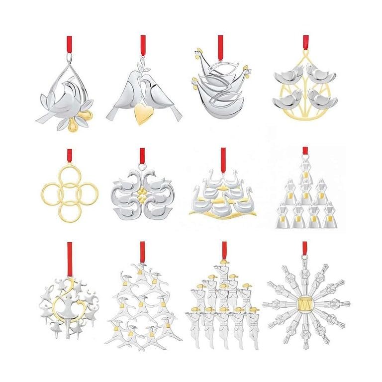 12 Days of Christmas Ornaments Set