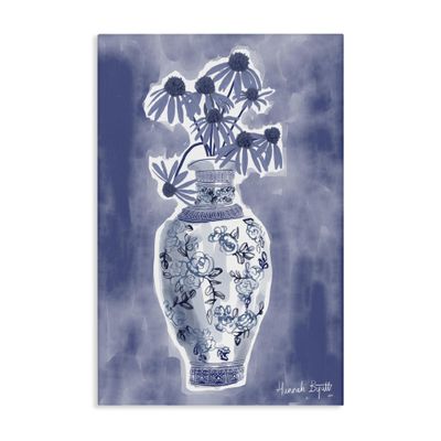 Stupell Industries Chinoiserie with Black Eyed Susans Canvas Wall Art design by Hannah Byatt, 36 x 24