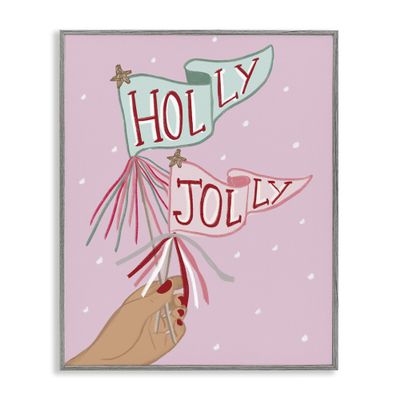 Stupell Industries Holly Jolly Festive Flags Gray Framed Giclee Art design by Chen Alyesh, 30 x 24