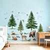 Wefaouse Mountain Tree Wall Stickers for Kids Bedroom, Large Pine Tree Wall Art with Deer, Bear, Rabbit, Fox, Wolf & Hedgehog, Wall Decals Peel and Stick Decal for Nursery Kids Room Dcor view 1