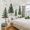 Wefaouse Mountain Tree Wall Stickers for Kids Bedroom, Large Pine Tree Wall Art with Deer, Bear, Rabbit, Fox, Wolf & Hedgehog, Wall Decals Peel and Stick Decal for Nursery Kids Room Dcor view 2