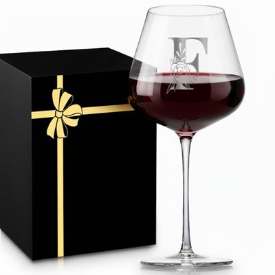 Initial Crystal Wine Glass for Red White Wine Women Gift Birthday Personalizados Copas Vino De Cristal Elegantes Regalos De Cumpleaos Navidad Para Mujer Mama Abuela Maestra 14 Febrero San ValentnF
