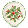 JarThenaAMCS 4.7inch Christmas Winter Spoon Rest Red Green Holly Berry Small Coffee Spoon Holder for Xmas Winter Bar Coffee Station Accessories view 1