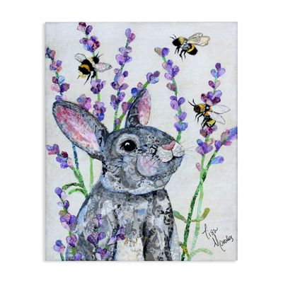 Rabbit Bee Floral Storybook, 16 x 20 Inch Canvas Wall Art