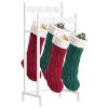 ELYKEN Christmas Stocking Holder Stand for Floor, 2 Tier Free Standing Stocking Rack with 8 Removable Hooks, Heavy Duty Metal Xmas Stocking Hanger Stand with Adjustable Feet, White view 1