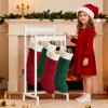 ELYKEN Christmas Stocking Holder Stand for Floor, 2 Tier Free Standing Stocking Rack with 8 Removable Hooks, Heavy Duty Metal Xmas Stocking Hanger Stand with Adjustable Feet, White view 2