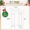 ELYKEN Christmas Stocking Holder Stand for Floor, 2 Tier Free Standing Stocking Rack with 8 Removable Hooks, Heavy Duty Metal Xmas Stocking Hanger Stand with Adjustable Feet, White view 3