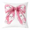 Erosebridal Pink Bow Throw Pillow Covers 16X16 Inch Halloween Decor Cushion Covers Kawaii Spooky Ghost Decorative Square Pillowcases for Bed Couch Living Room Girly Bowknot Cushion Cases view 1