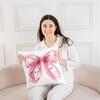 Erosebridal Pink Bow Throw Pillow Covers 16X16 Inch Halloween Decor Cushion Covers Kawaii Spooky Ghost Decorative Square Pillowcases for Bed Couch Living Room Girly Bowknot Cushion Cases view 2