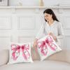 Erosebridal Pink Bow Throw Pillow Covers 16X16 Inch Halloween Decor Cushion Covers Kawaii Spooky Ghost Decorative Square Pillowcases for Bed Couch Living Room Girly Bowknot Cushion Cases view 4