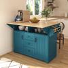 55.7" Kitchen Island with Dual Drop Leaf, Power Outlets, Hidden Wheels, 3 Drawers, Cabinets, Towel & Spice Rack, Farmhouse Rolling Cart for Kitchen and Dining Room view 2