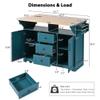 55.7" Kitchen Island with Dual Drop Leaf, Power Outlets, Hidden Wheels, 3 Drawers, Cabinets, Towel & Spice Rack, Farmhouse Rolling Cart for Kitchen and Dining Room view 3