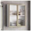 Dntum Wall Cabinets,Wall Mounted Home Bathroom Cabinet, Metal Medicine Cabinet with Glass Door Cosmetics Perfumes Storage Box Shower Cabinet Above Toilet,Golda50X60X14Cm view 1