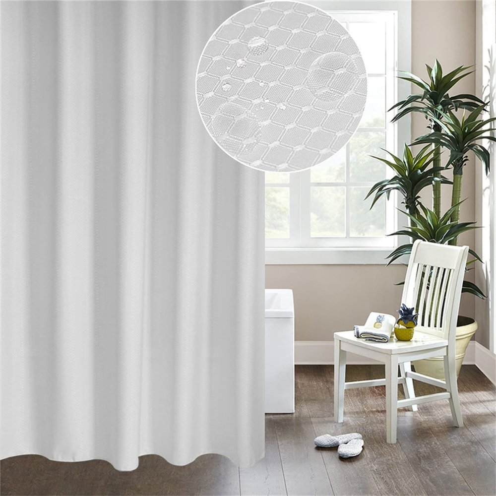 KELINFONG Shower Curtain Set, 72"x72" Heavy Duty Waffle Waterproof Washable Fabric Shower Curtain,Minimalist Chic Hotel Spa Quality Soft Cloth Long Shower Curtain for Home Farmhouse Bathtub Bathroom