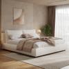 KT Rolster King Size Bed Frame with 2 Removable Pillow Headboard, Boucle Fabric Marshmallow Upholstered Platform Cloud Bed, King Soft Frame Cream Bedframe, Wood Slats Support, White Beds view 1